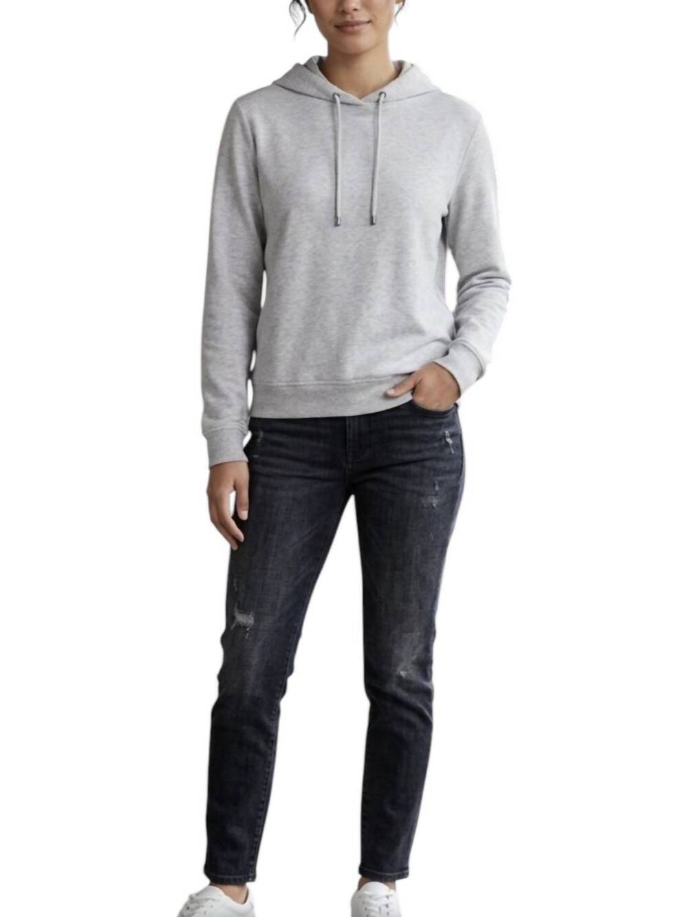 NEW BRUNELLO CUCINELLI cotton blend french terry hoodie in light grey